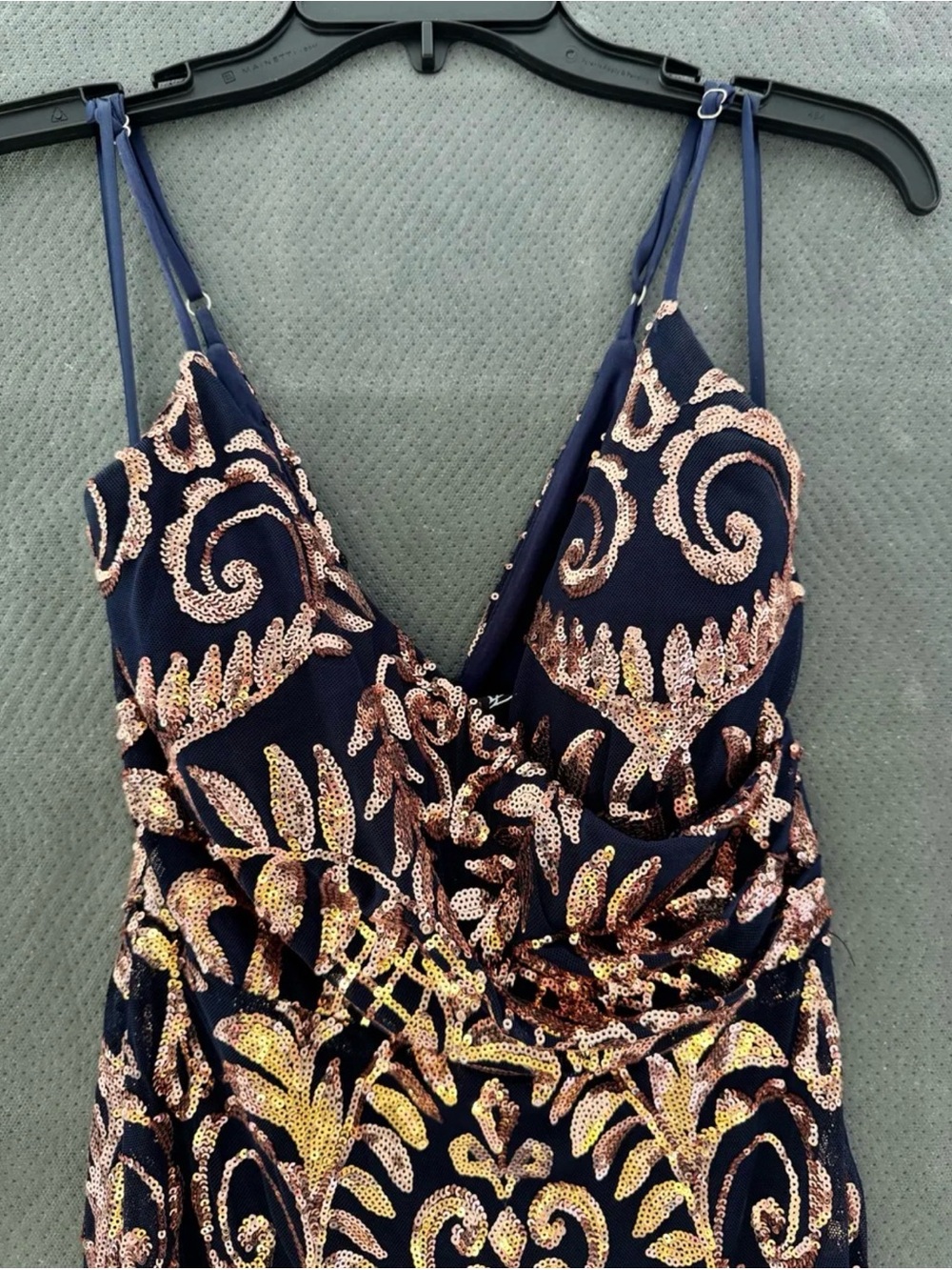 Windsor Navy Dress with Rose Gold Sequin Embroidery